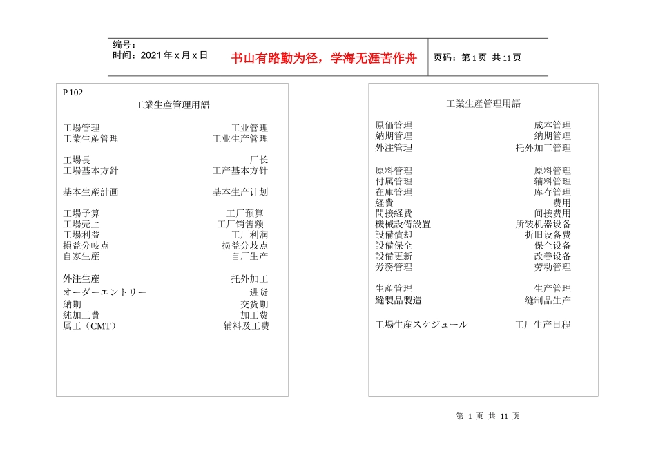 工业生产管理用语_第1页