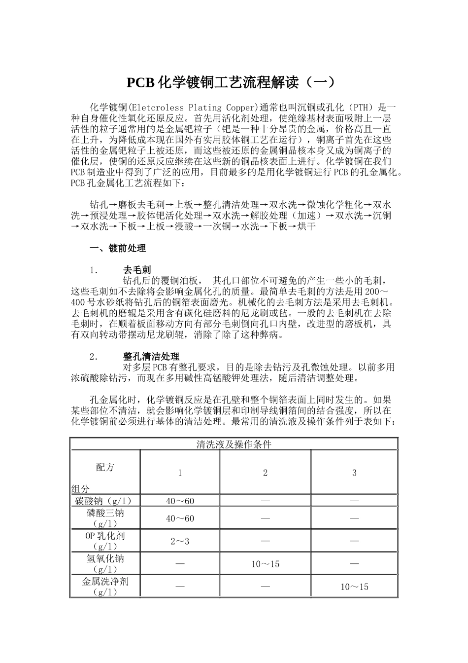 PCB化学镀铜工艺流程解读（一）(DOC 6)_第1页