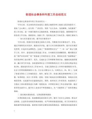 街道社会事务科年度工作总结范文