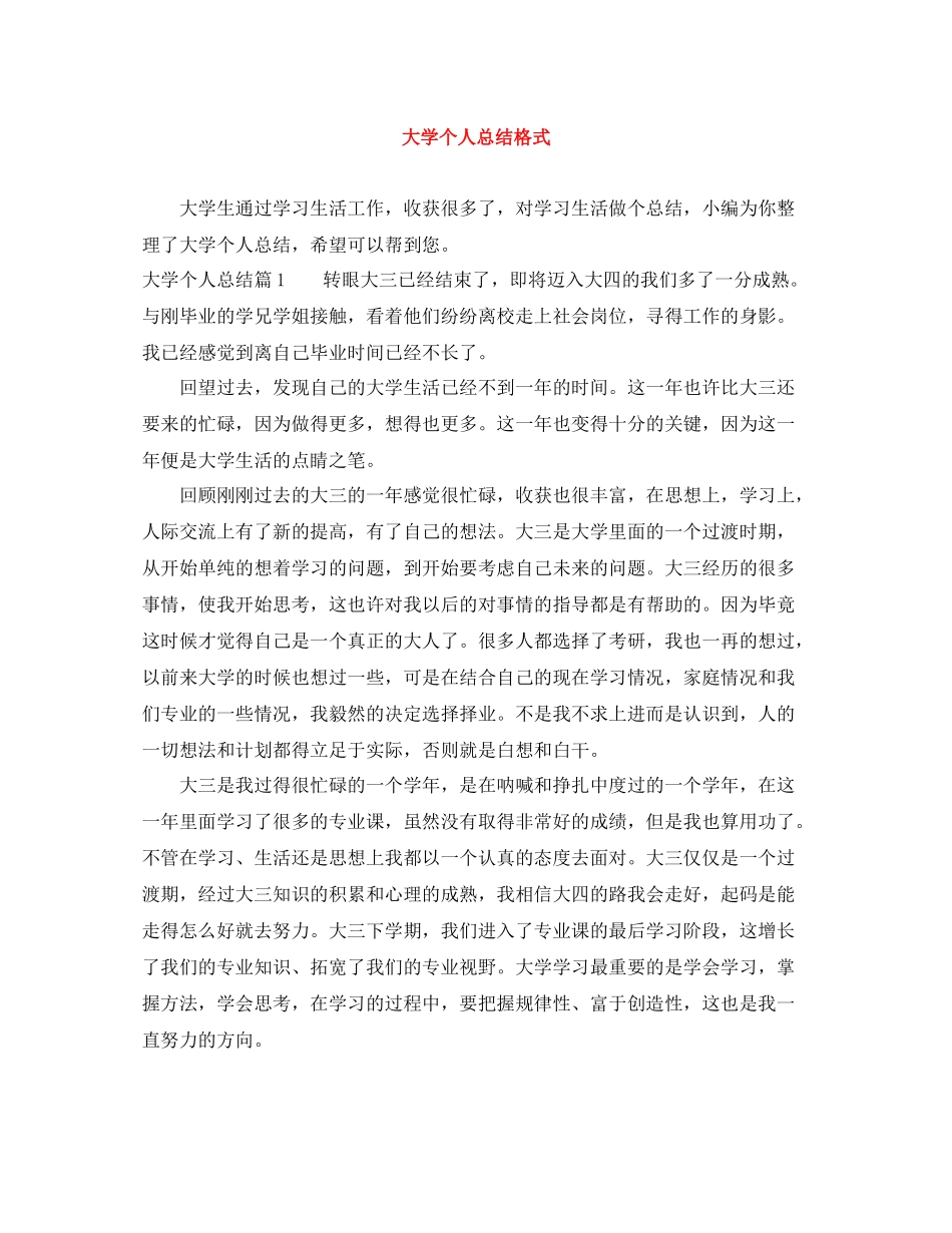 大学个人总结格式_第1页