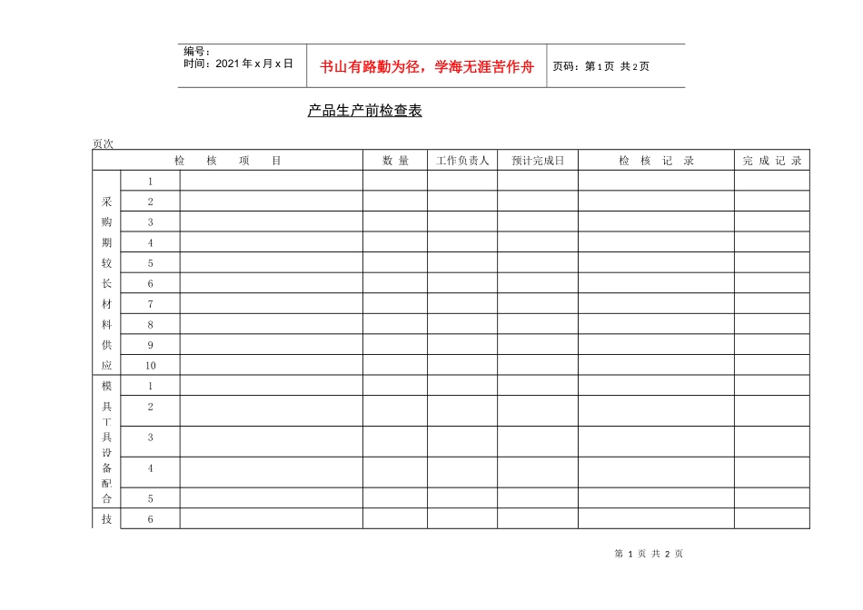 产品生产前检查表_第1页