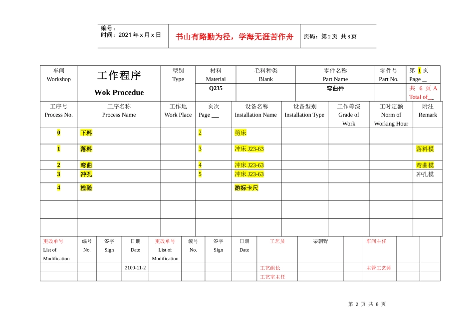 冲压工艺规程-弯曲件_第2页