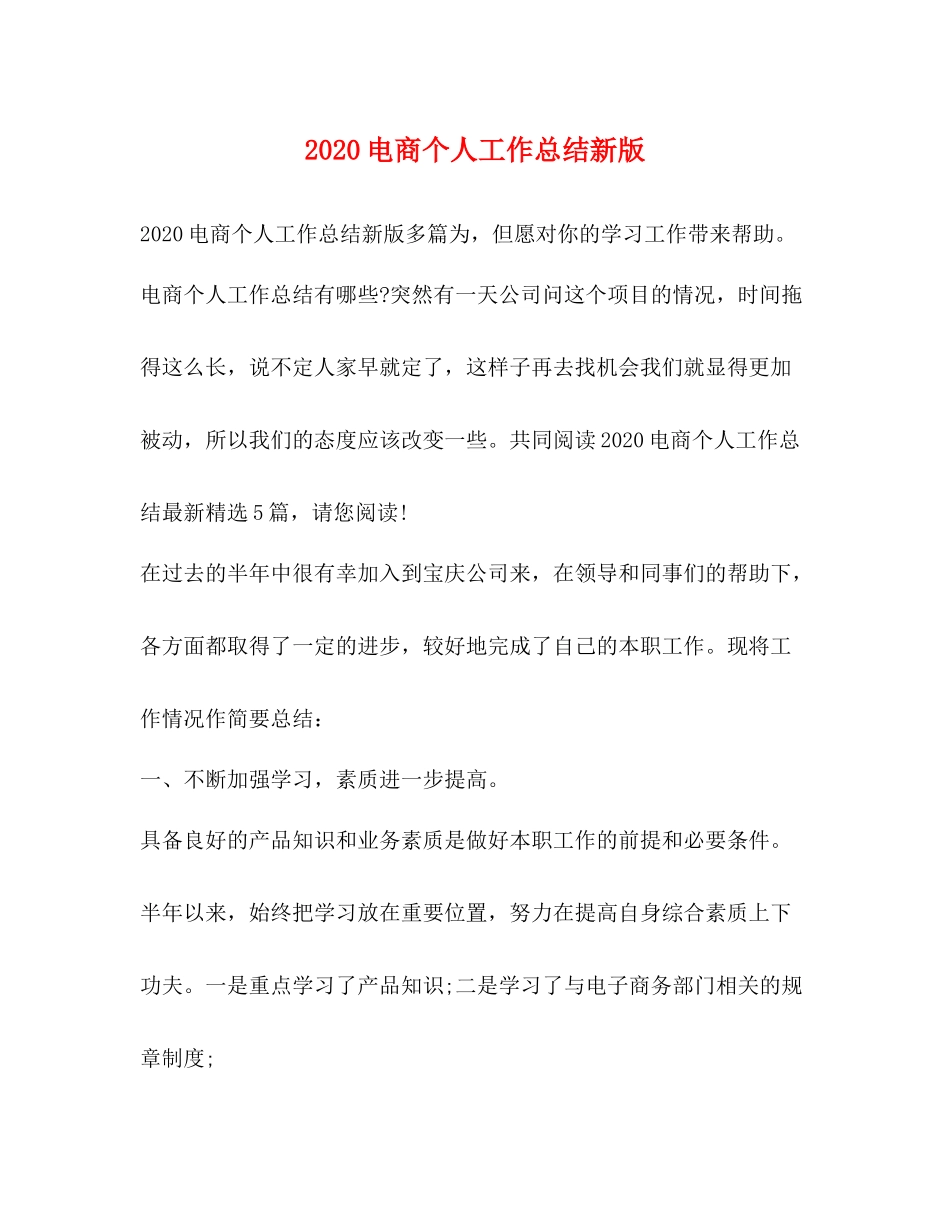 电商个人工作总结新版_第1页