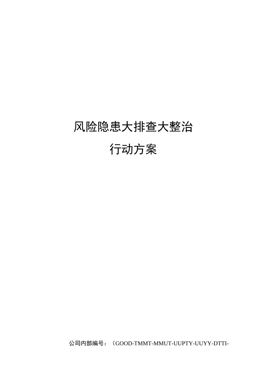 风险隐患大排查大整治行动方案_第1页