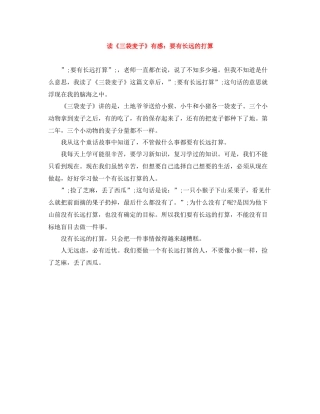 读《三袋麦子》有感要有长远的打算