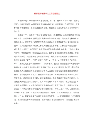 银行统计年度个人工作总结范文