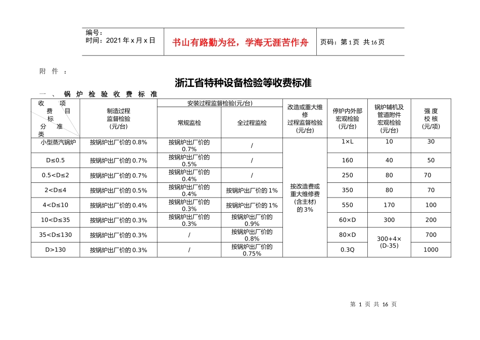 浙江省特种设备检验等收费标准-浙江省物价局、浙江省财政厅_第1页