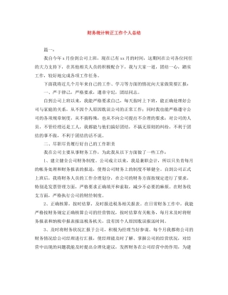 财务统计转正工作个人总结