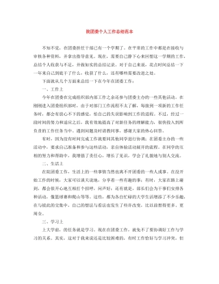 院团委个人工作总结范本