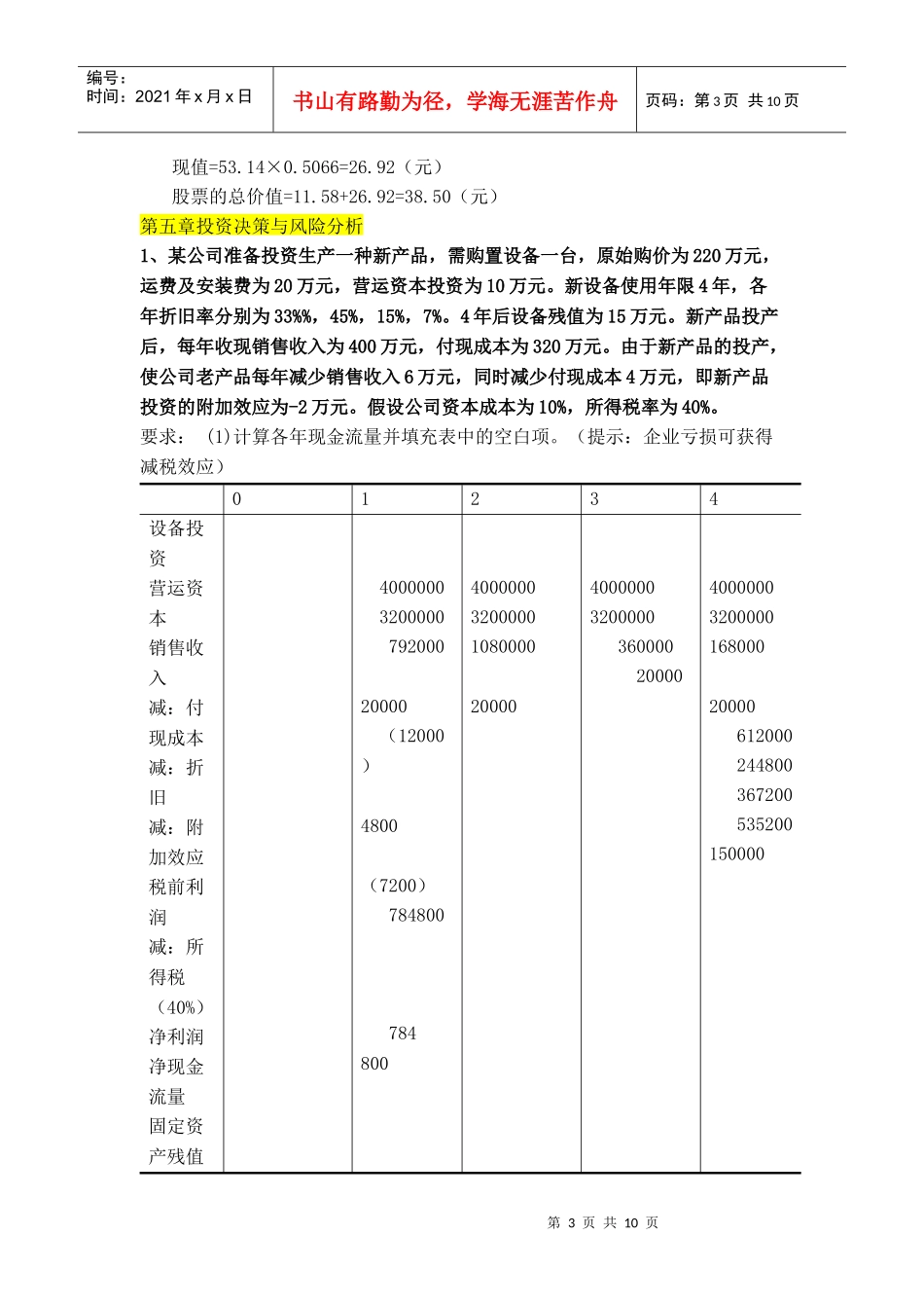财务管理作业答案_第3页