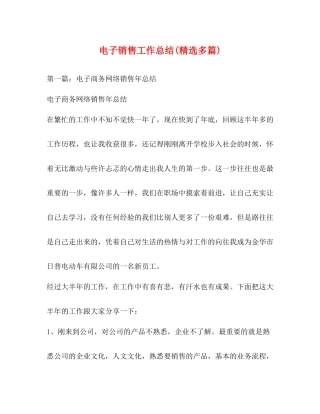 电子销售工作总结精选多篇)