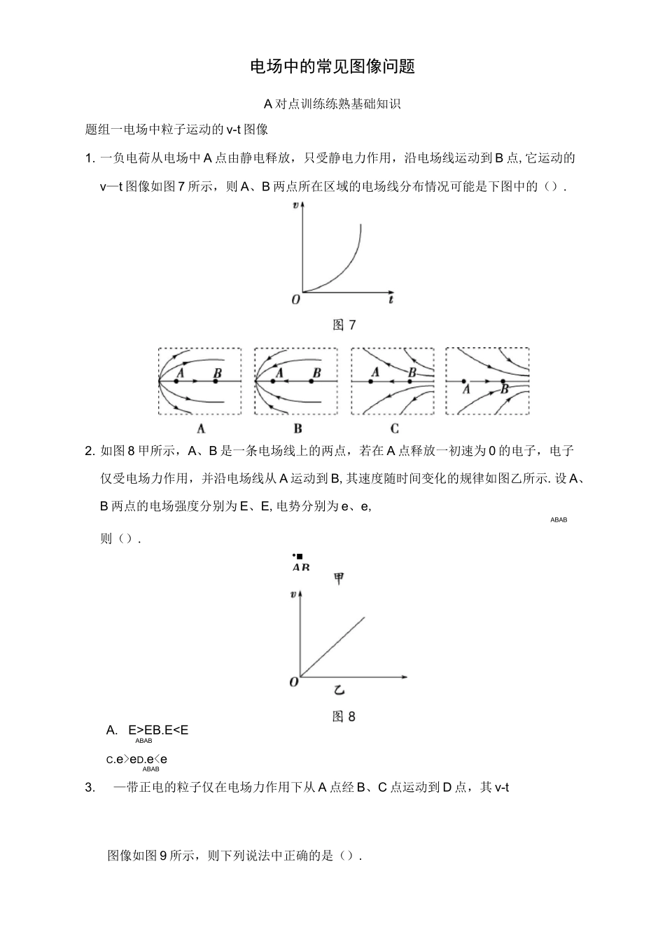 电场中的常见图像问题-_第1页