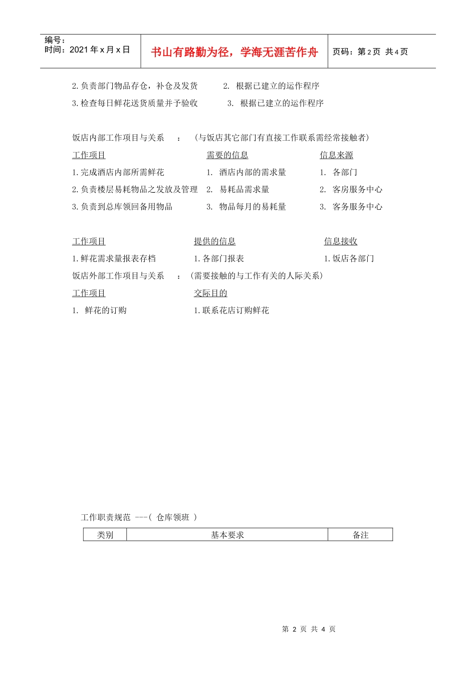 仓库领班岗位职责和工作要求_第2页