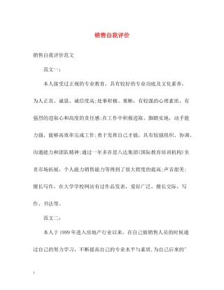 销售自我评价