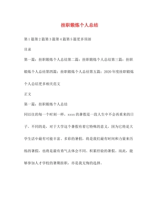 挂职锻炼个人总结