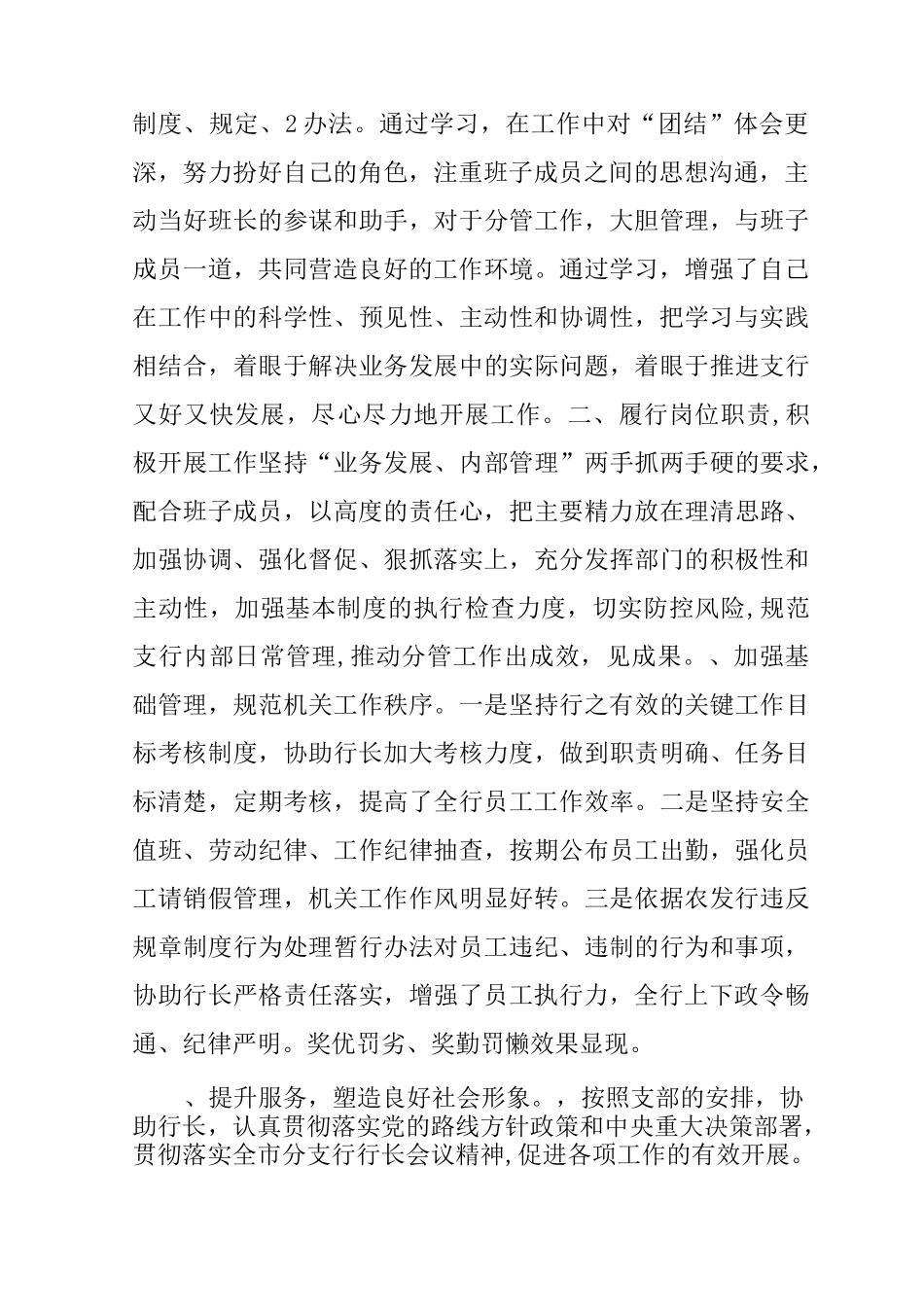 支行副行长述职述廉报告_第2页