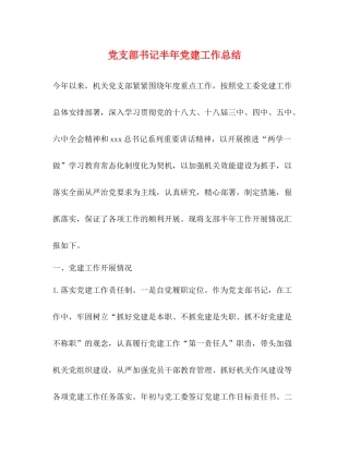 党支部书记半年党建工作总结