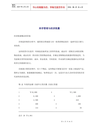 库存管理与经济批量