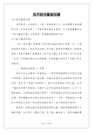 当下的力量读后感