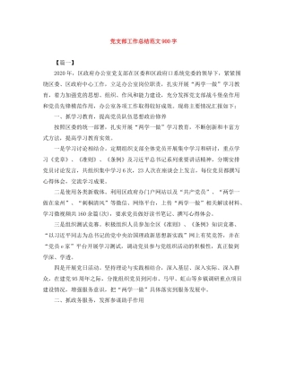 党支部工作总结范文900字