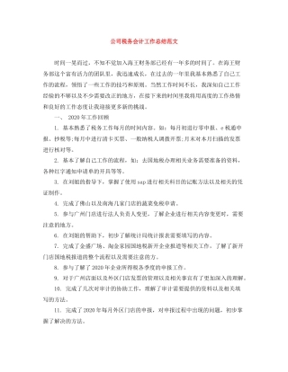 公司税务会计工作总结范文
