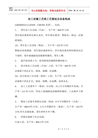 加工活塞工艺线