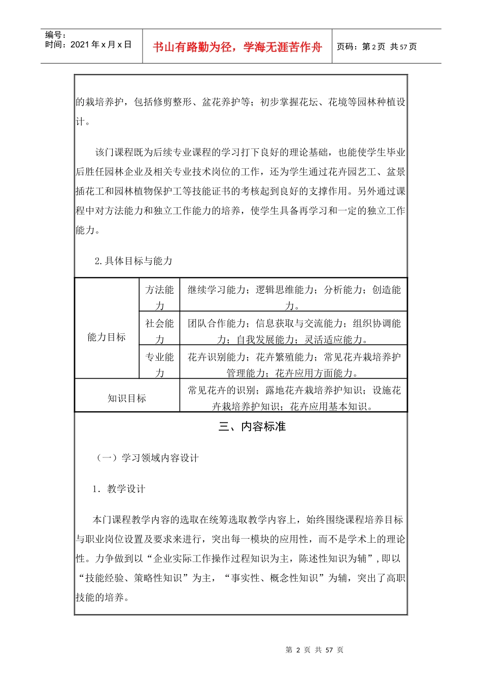 园林技术专业核心课程标准_第2页