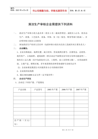 清洁生产申请材料