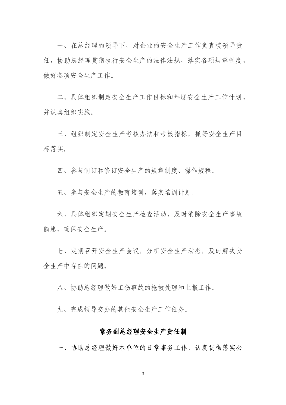 某公司职能部门及负责人等安全生产责任制汇编_第3页