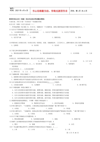 深圳市安全主任专业试题