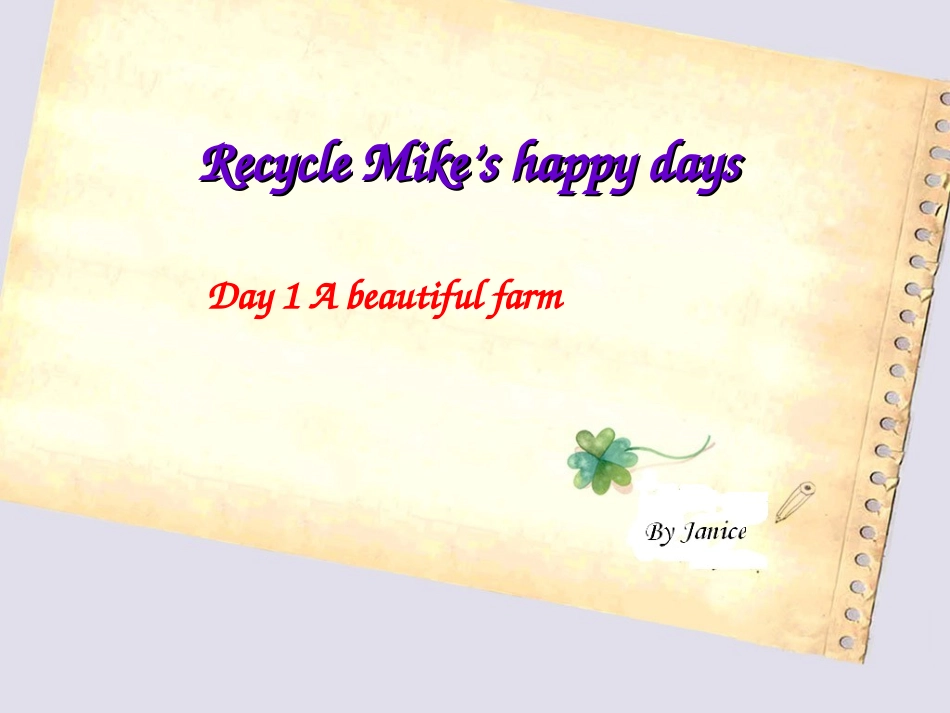 新版PEP六年级下册-Recycle-Mike's-happy-days-Lesson-()_第1页