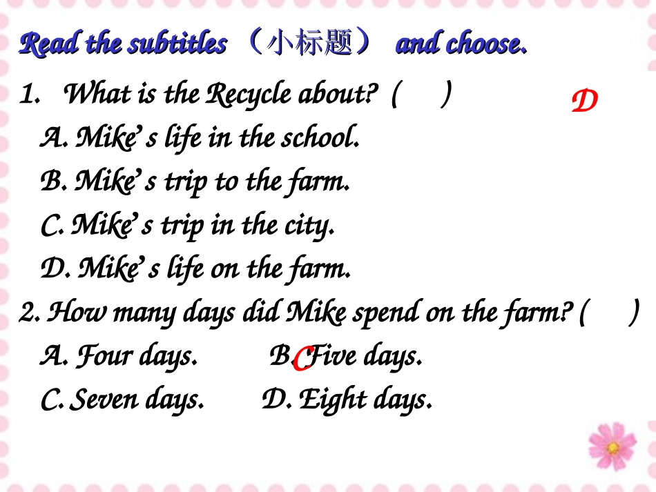 新版PEP六年级下册-Recycle-Mike's-happy-days-Lesson-()_第2页