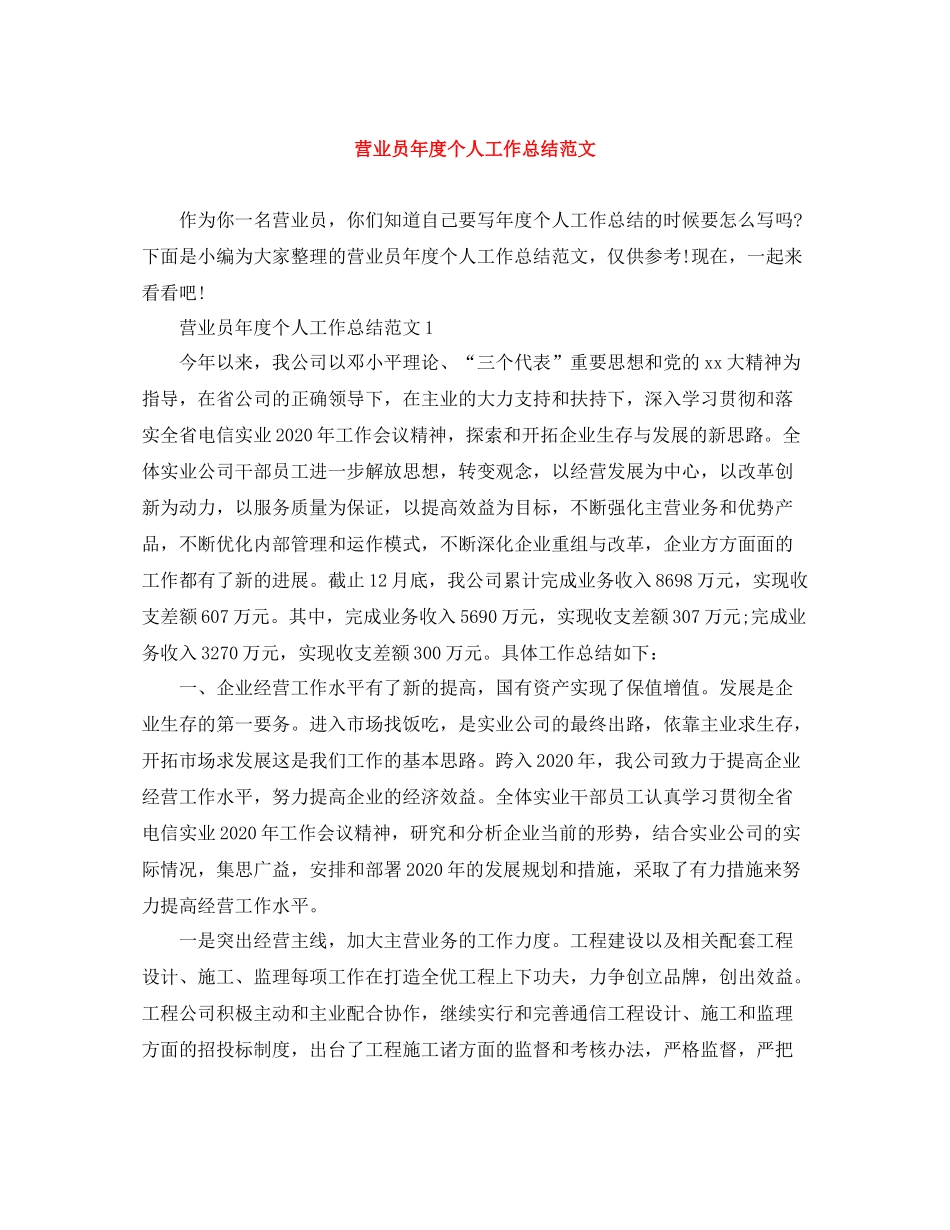 营业员年度个人工作总结范文_第1页