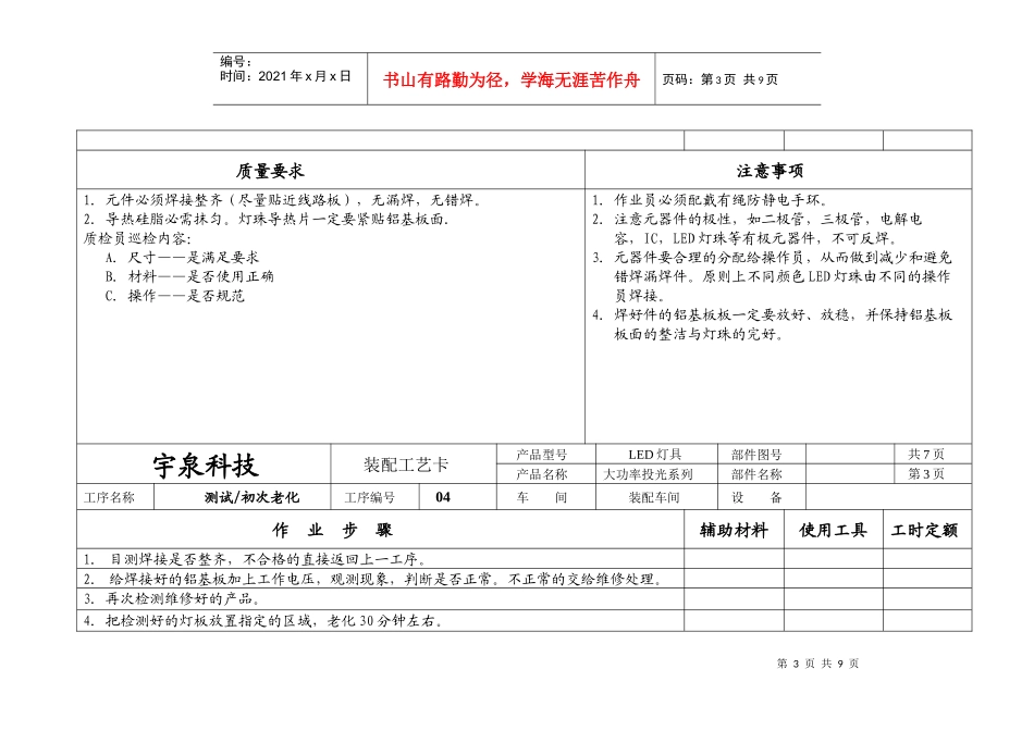 大功率投光灯装配工艺卡_第3页