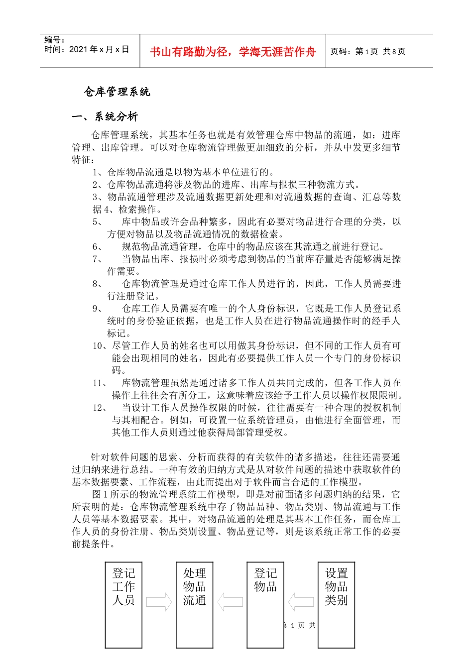 仓库管理系统系统分析_第1页