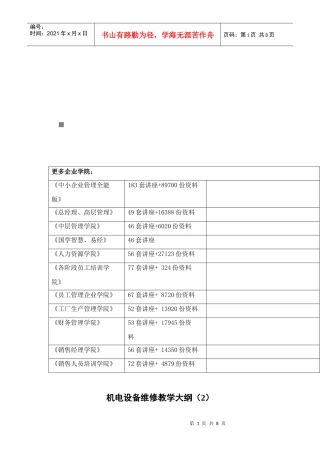 机电设备维修教学纲要