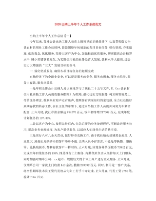 出纳上半年个人工作总结范文