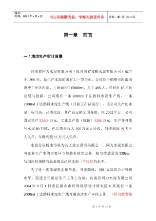 同力清洁生产审核报告