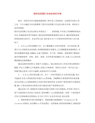 程序员试用期工作总结及转正申请