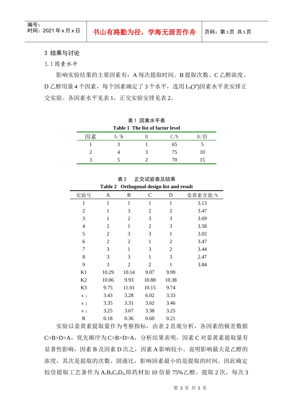 正交法优化姜黄中姜黄素提取工艺研究_第3页