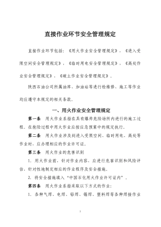 直接作业环节安全管理规定