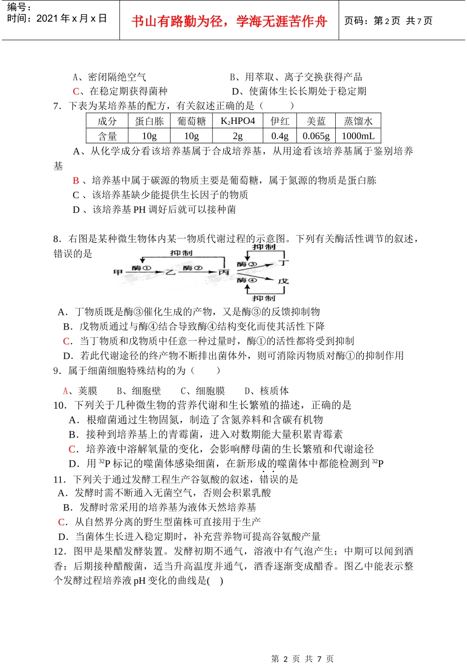 发酵工艺原理试题和答案_第2页