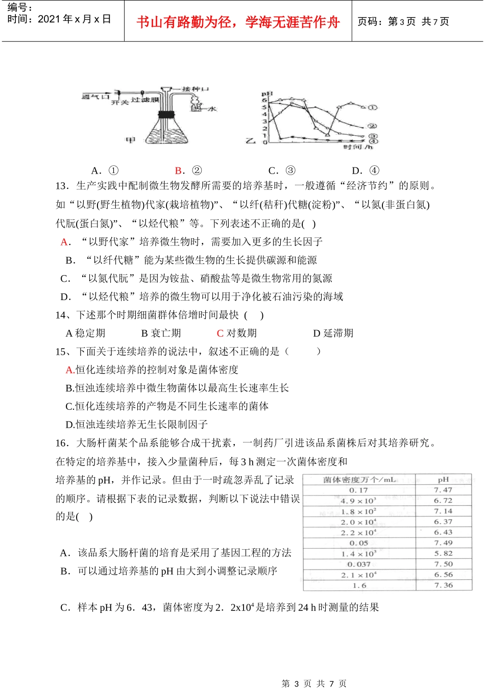 发酵工艺原理试题和答案_第3页
