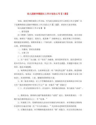 幼儿园新学期园长工作计划怎么写【三篇】 