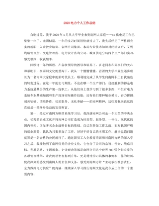 电力个人工作总结