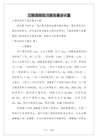 工程顶岗实习报告集合6篇