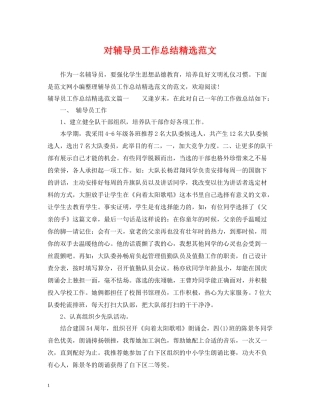 对辅导员工作总结精选范文