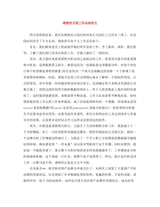 销售员月度工作总结范文