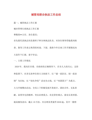 城管局联合执法工作总结