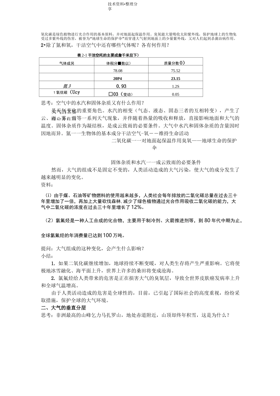 大气的组成和垂直分层教学案_第2页